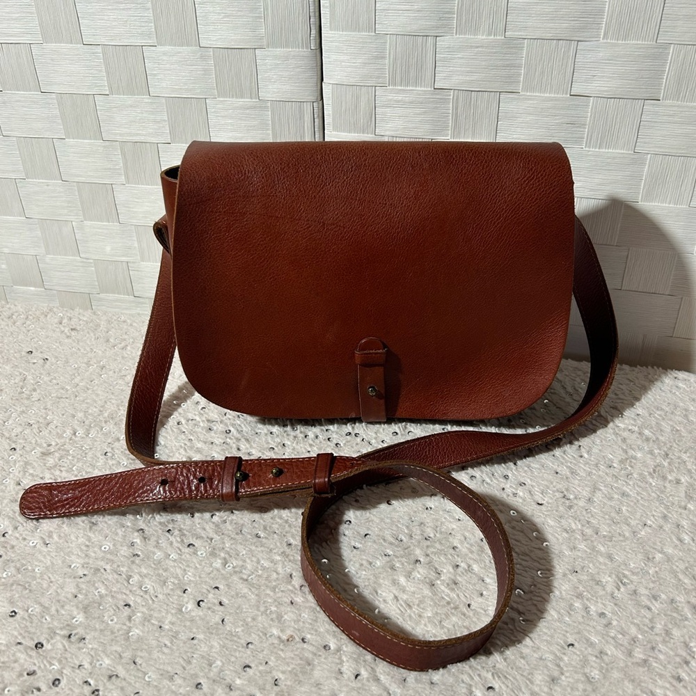 Vintage Lucky Brand Brown Leather Crossbody Saddle Bag - Picture 12 of 12